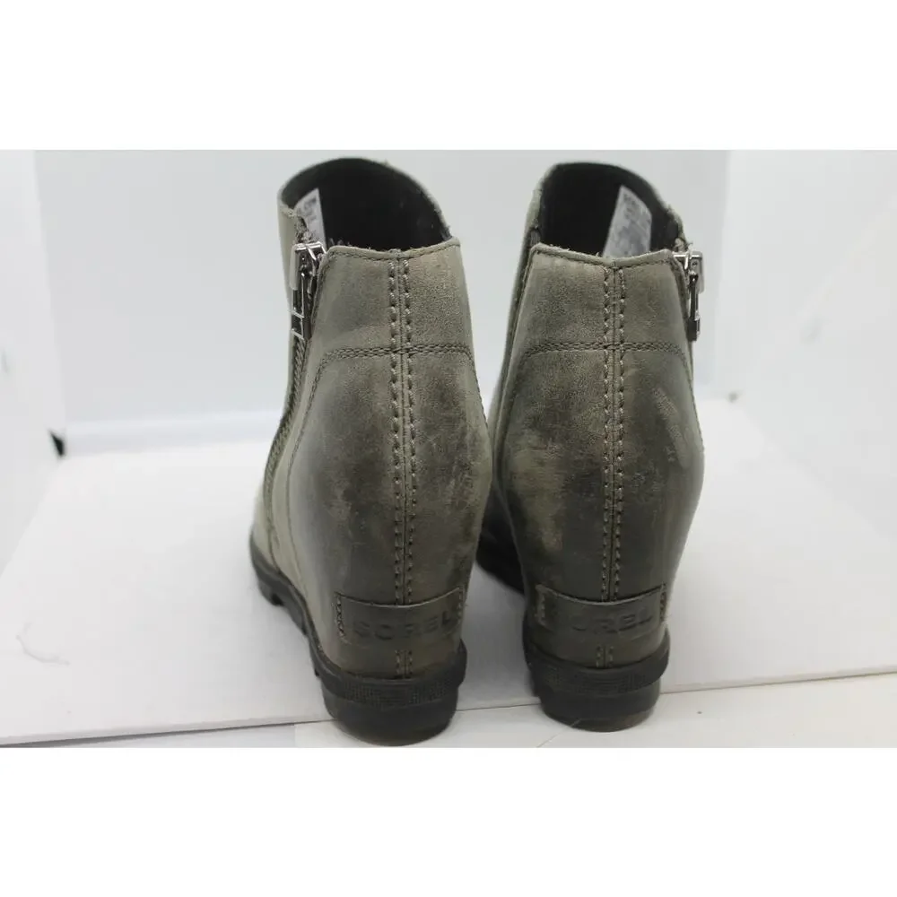 Sorel Joan of Arctic Quarry Gray Wedge II Zip Booties sz 6M